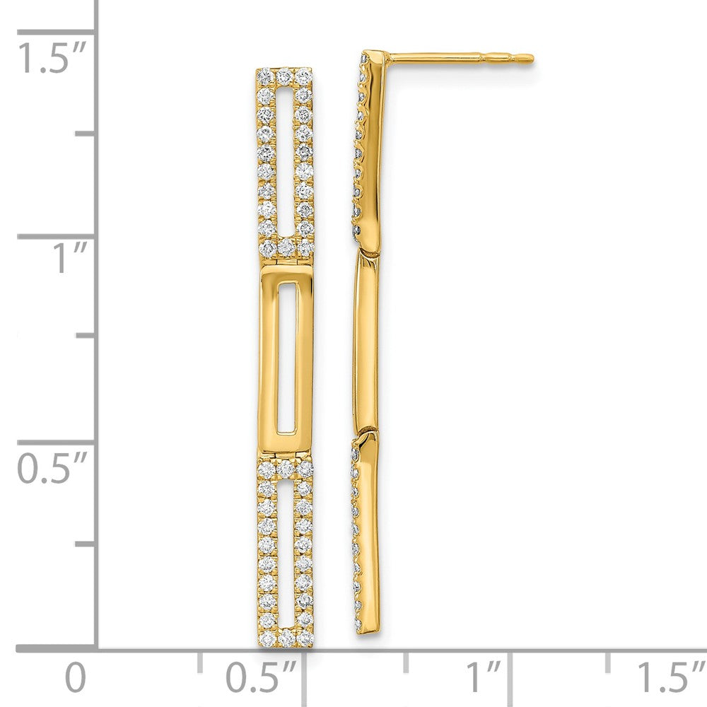 14k Polished 3 Rectangle Link Diamond Post Earrings
