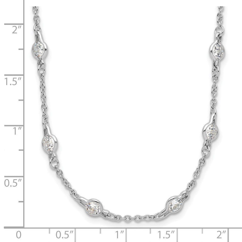 Cheryl M Sterling Silver Rhodium-plated Brilliant-cut Round CZ 42 Station 36 Inch Necklace 36 Inches
