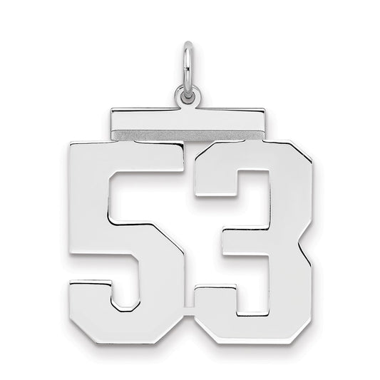 Sterling Silver/Rhodium-plated Polished Number 53 Charm