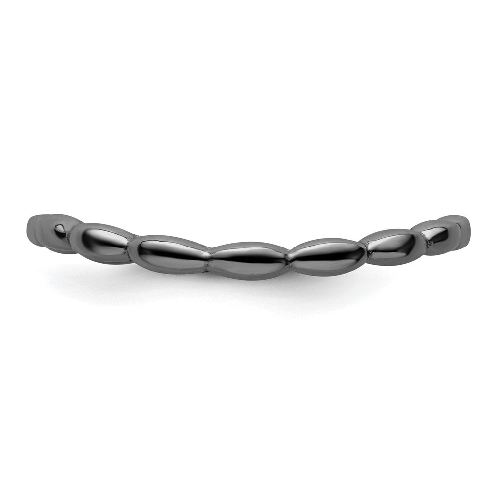 Sterling Silver Stackable Expressions Polished Black-plate Wave Ring Size -10