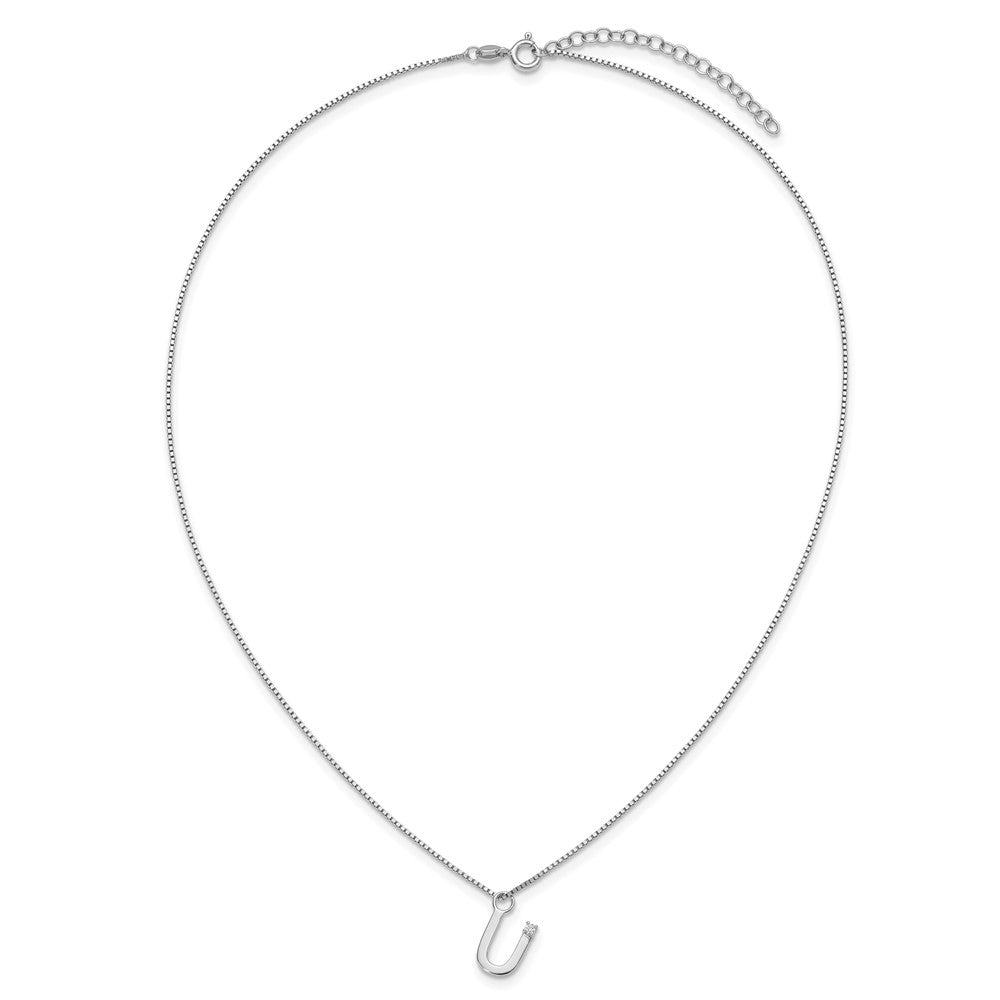 White Ice Sterling Silver Rhodium-plated 18 inch Diamond Letter U Initial Necklace plus 2 inch Extender 18 Inches