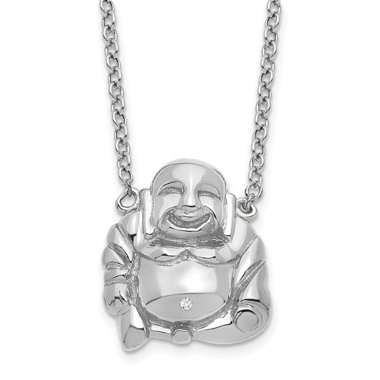 Sterling Silver Rhod-plated Mini Buddha Necklace