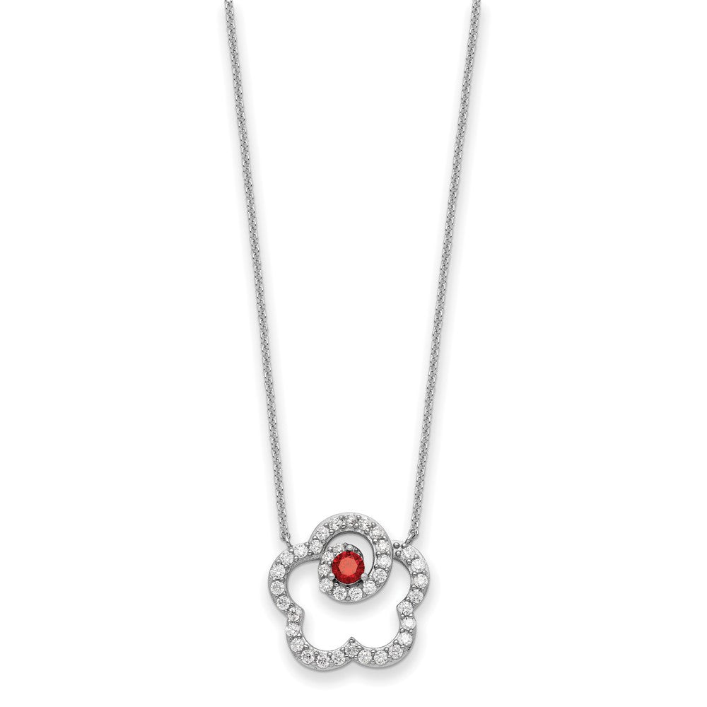 Sentimental Expressions Sterling Silver Rhodium-plated Red and Clear CZ My Sweet Daughter 18in Necklace