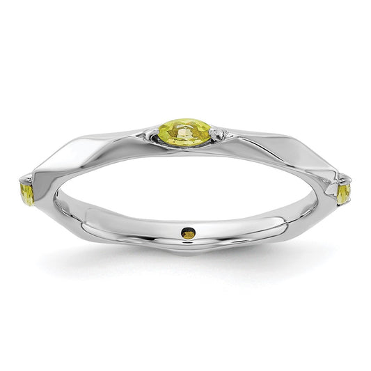 Sterling Silver Stackable Expressions Rhodium-plated Peridot Ring Size -10