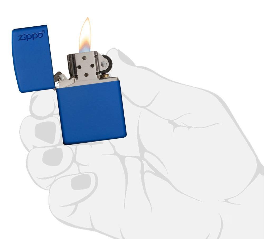 Zippo Logo Matte Pocket Lighter - Royal Blue