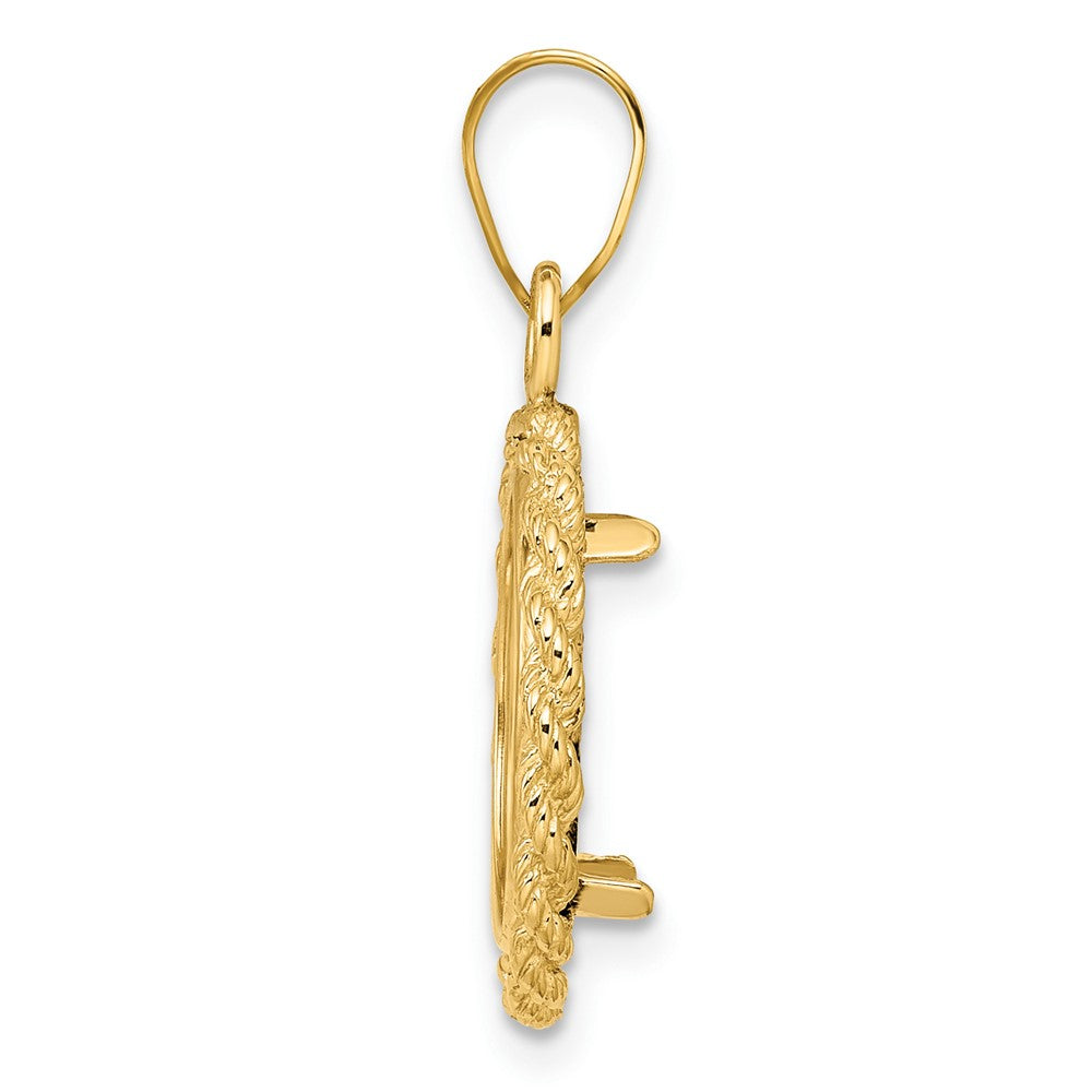 Wideband Distinguished Coin Jewelry 14k Polished Rope 13.0mm Prong Coin Bezel Pendant