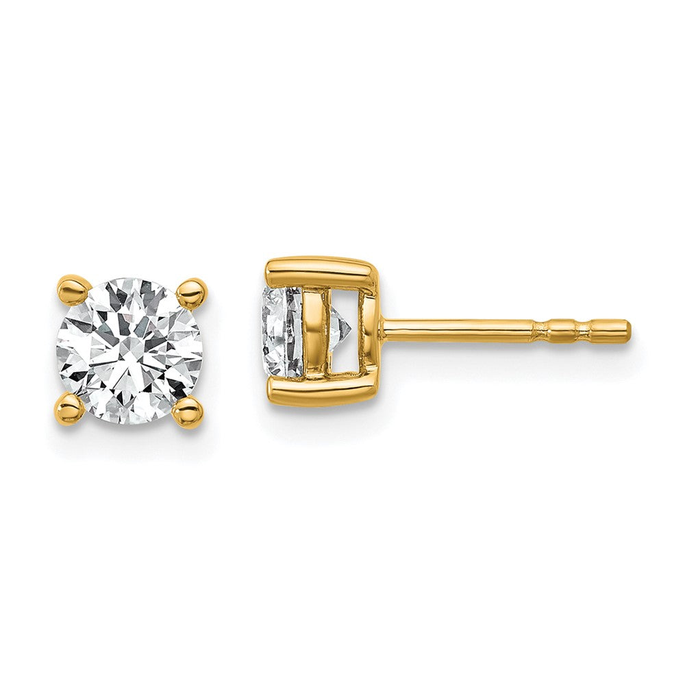 14k Yellow Gold 1 ctw Lab Grown Diamond VS/SI+ G+ Round 4 Prong Heavy Wt. Stud Earrings