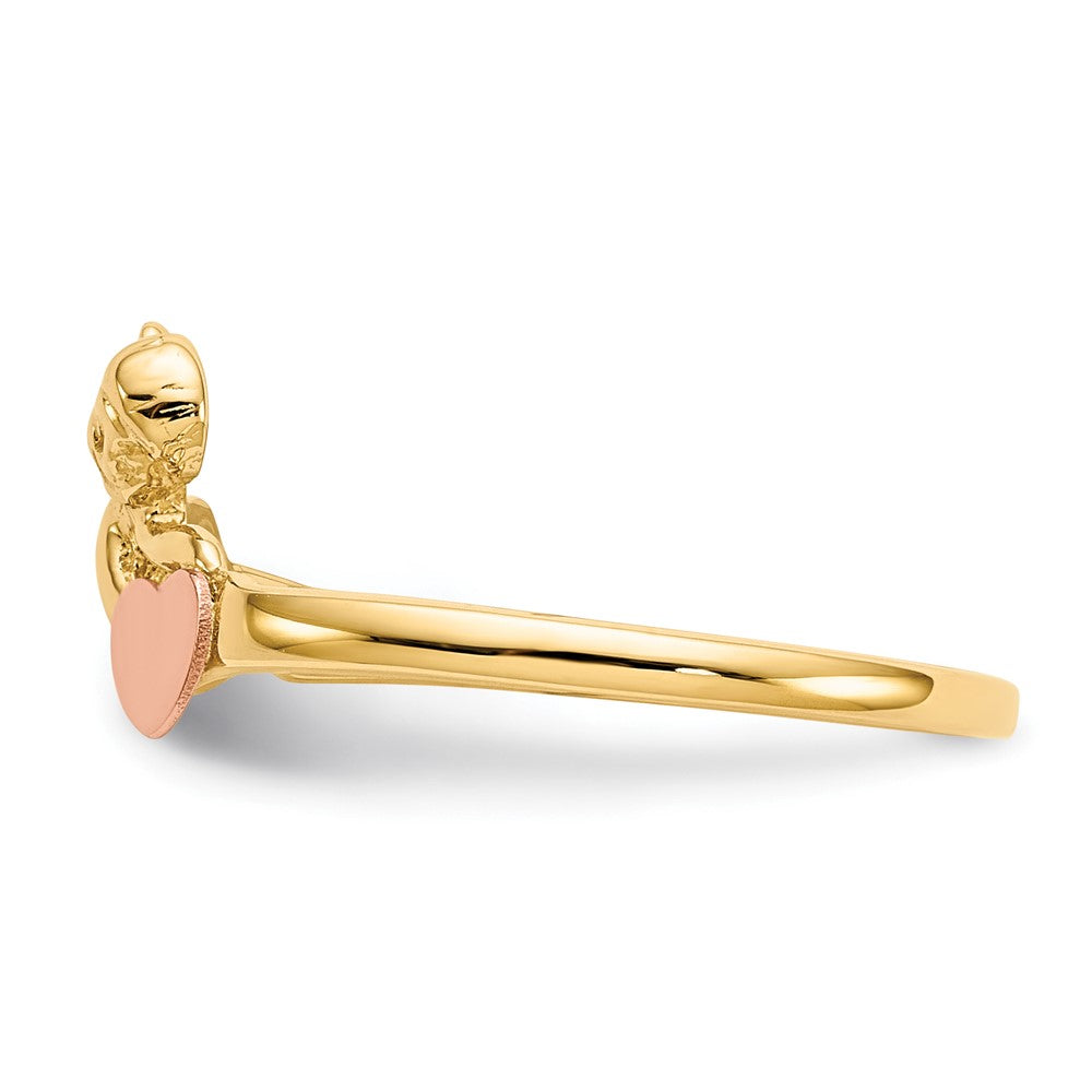 14K Two-tone Angel & Satin Heart Ring Size 6