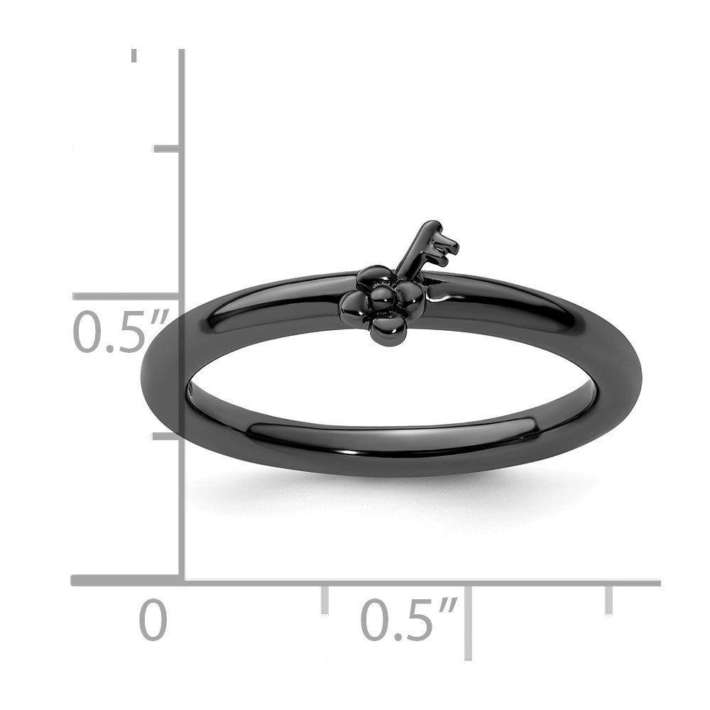 Sterling Silver Stackable Expressions Black-plated Key Ring