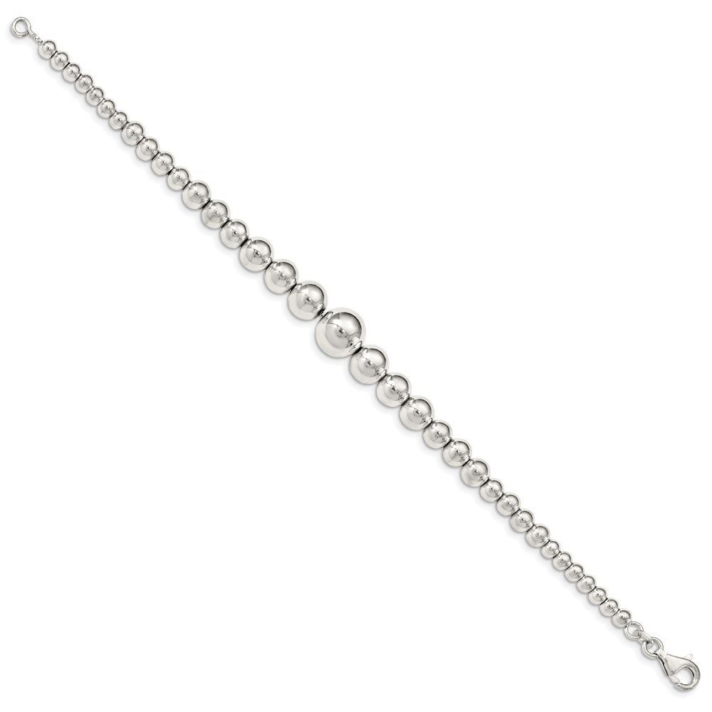 Sterling Silver Polished Graduated Beads Bracelet 7.5 inches