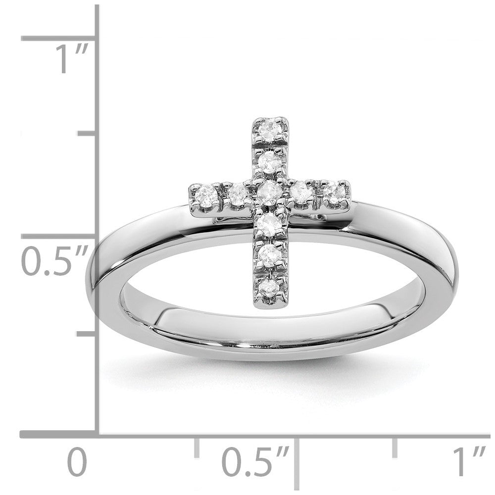 Sterling Silver Stackable Expressions Cross Diamond Ring Size -9