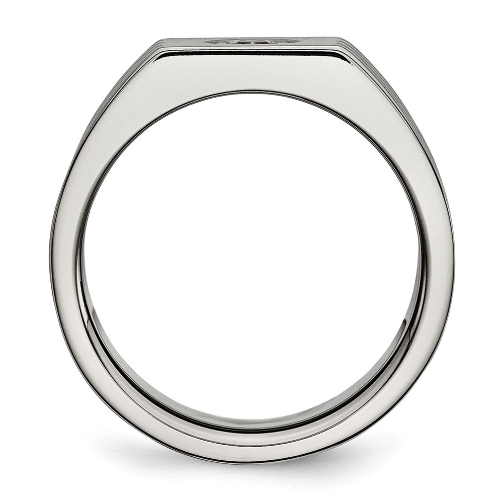 Stainless Steel Polished with CZ Ring Size - 10