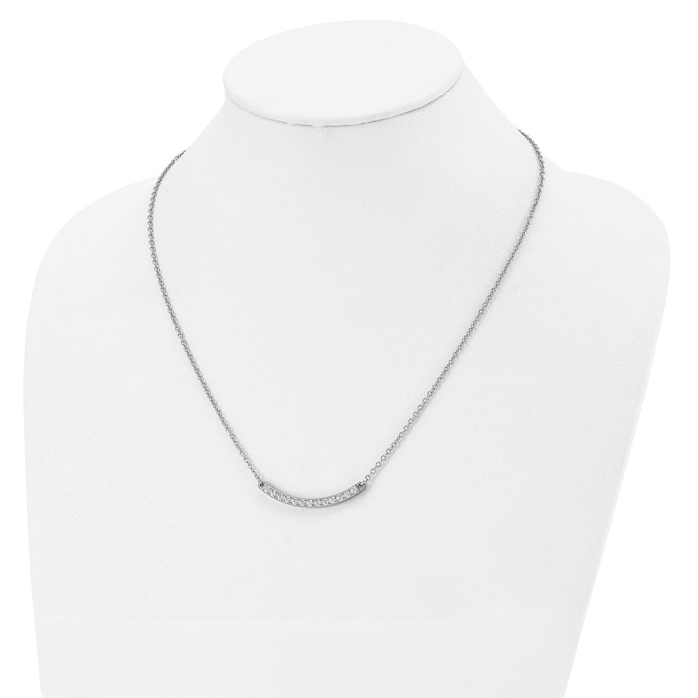 Titanium Polished with CZ Bar 20.5in Necklace