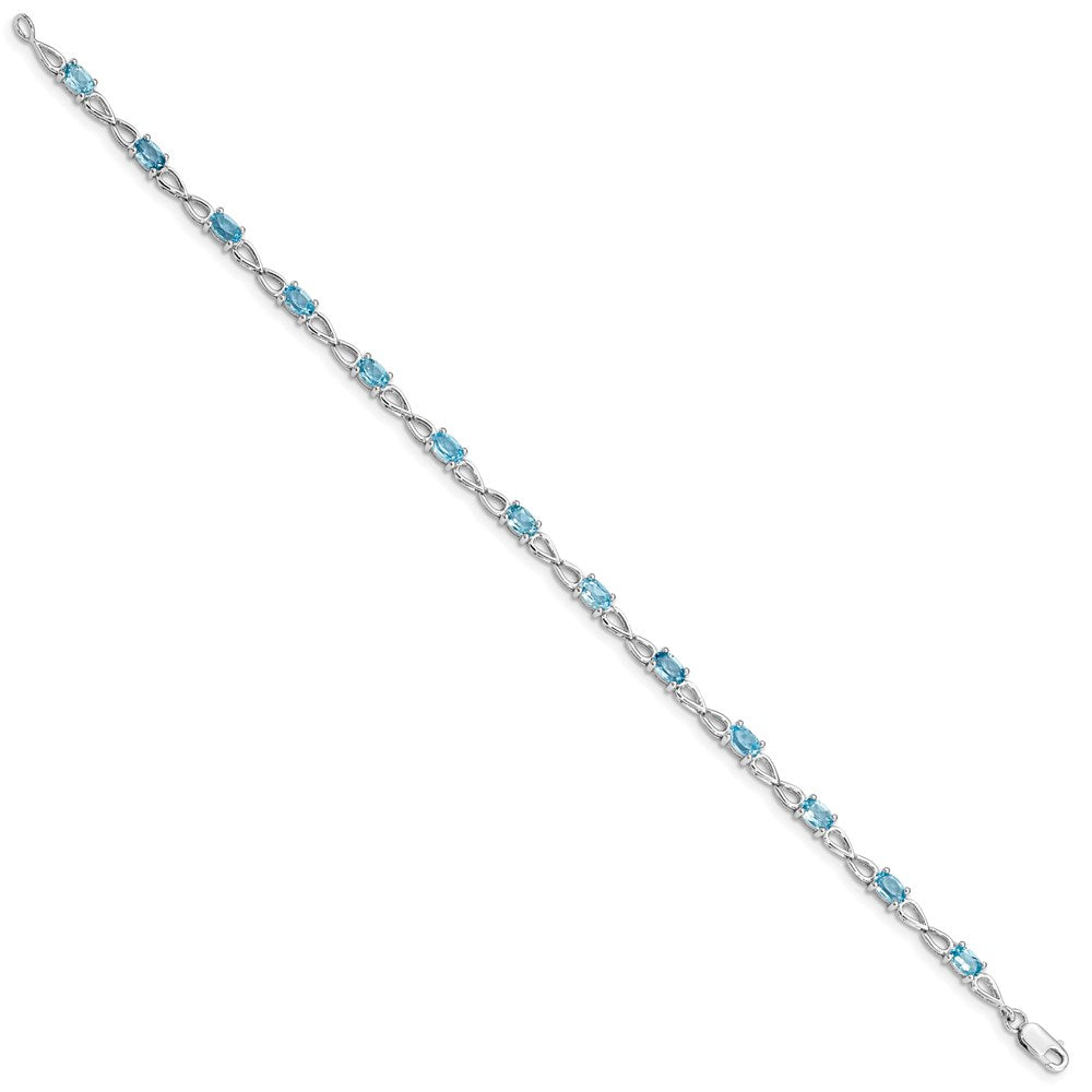 Sterling Silver Rhodium-plated Blue Topaz Bracelet 7 inches