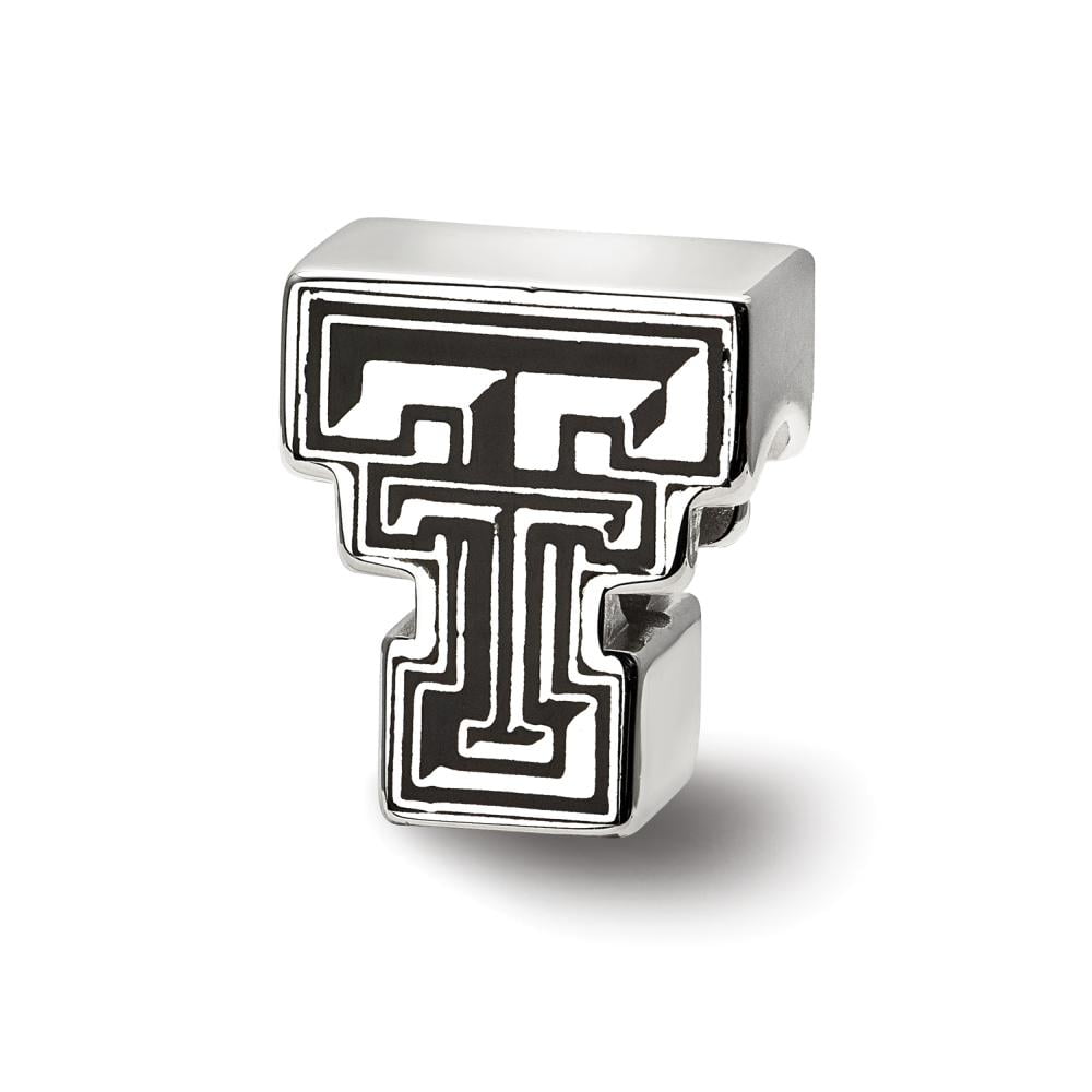 Sterling Silver Texas Tech University Block TT Enamel Bead Charm