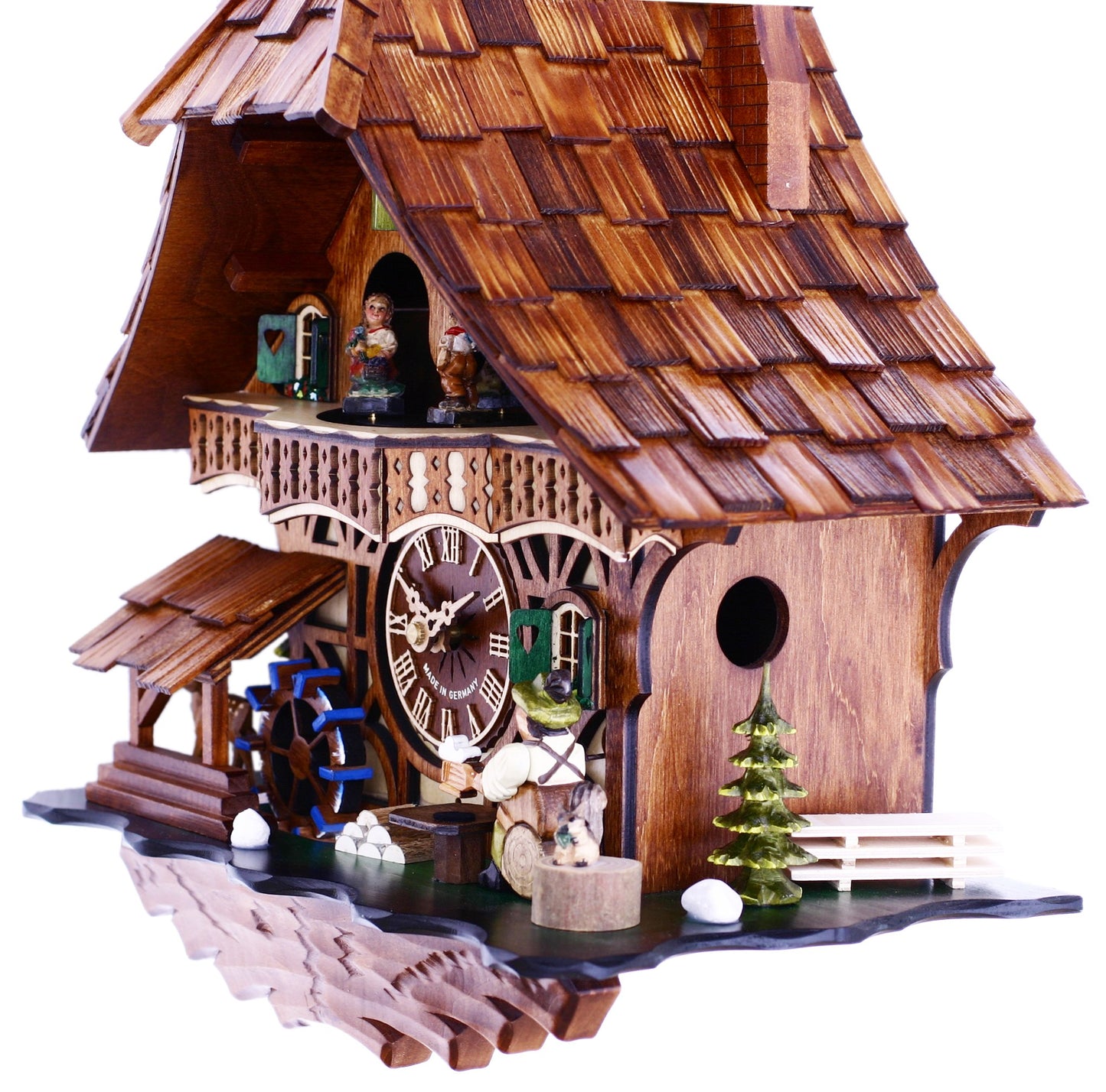 Musical Black Forest Cuckoo Clock with Dancers, Waterwheel, and Beer Drinker