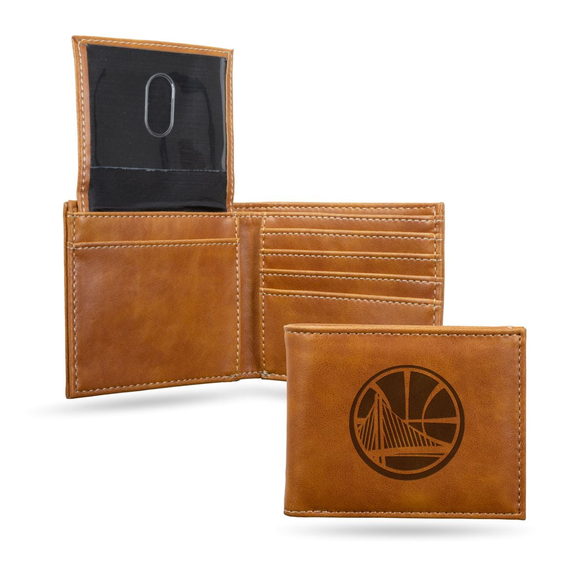 Golden State NBA Warriors Laser Engraved Brown Billfold Wallet