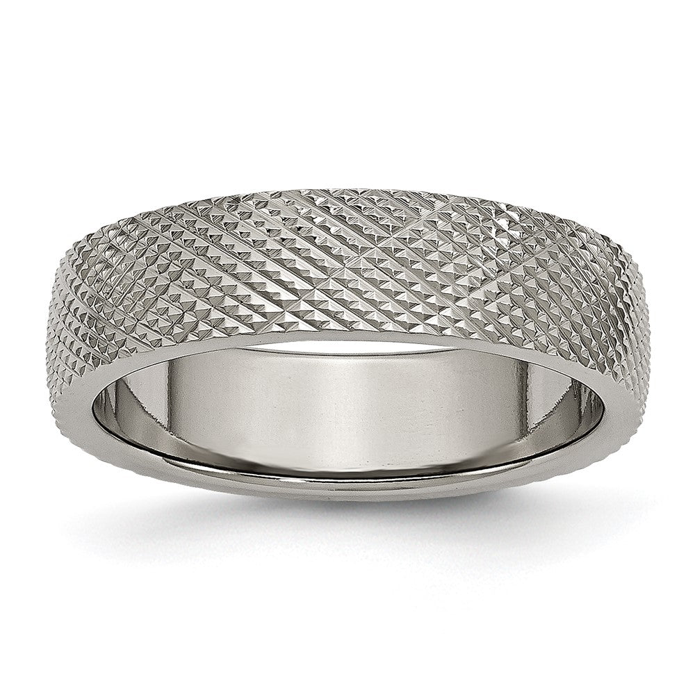 Titanium Polished and Textured 6mm Band Size - 9