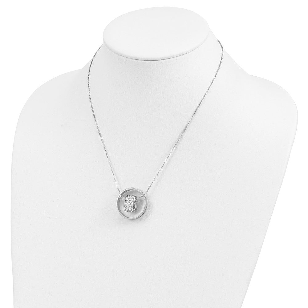 Sentimental Expressions Sterling Silver Rhodium-plated CZ Antiqued Mother and Daughter 18 Inch Necklace 18 Inches