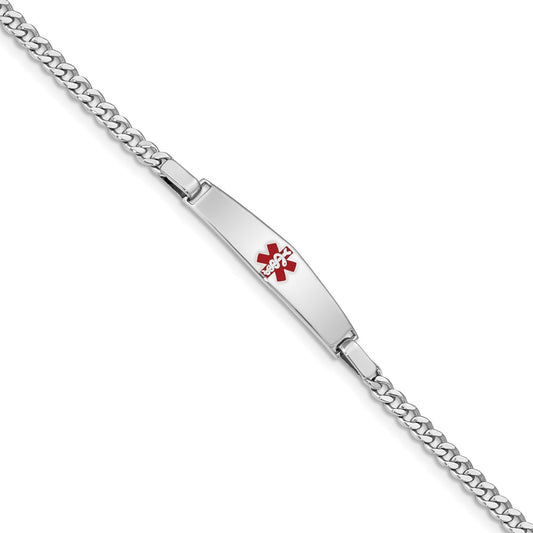Sterling Silver Rhodium-plated Medical ID Curb Link Bracelet 7 inches