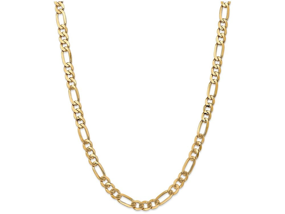 14K 8 inch 7mm Flat Figaro with Lobster Clasp Bracelet