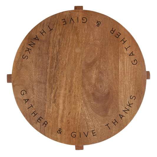 Creative Brands Faithworks-Round Mango Wood Charcuterie Board, 11-Inch, Gather
