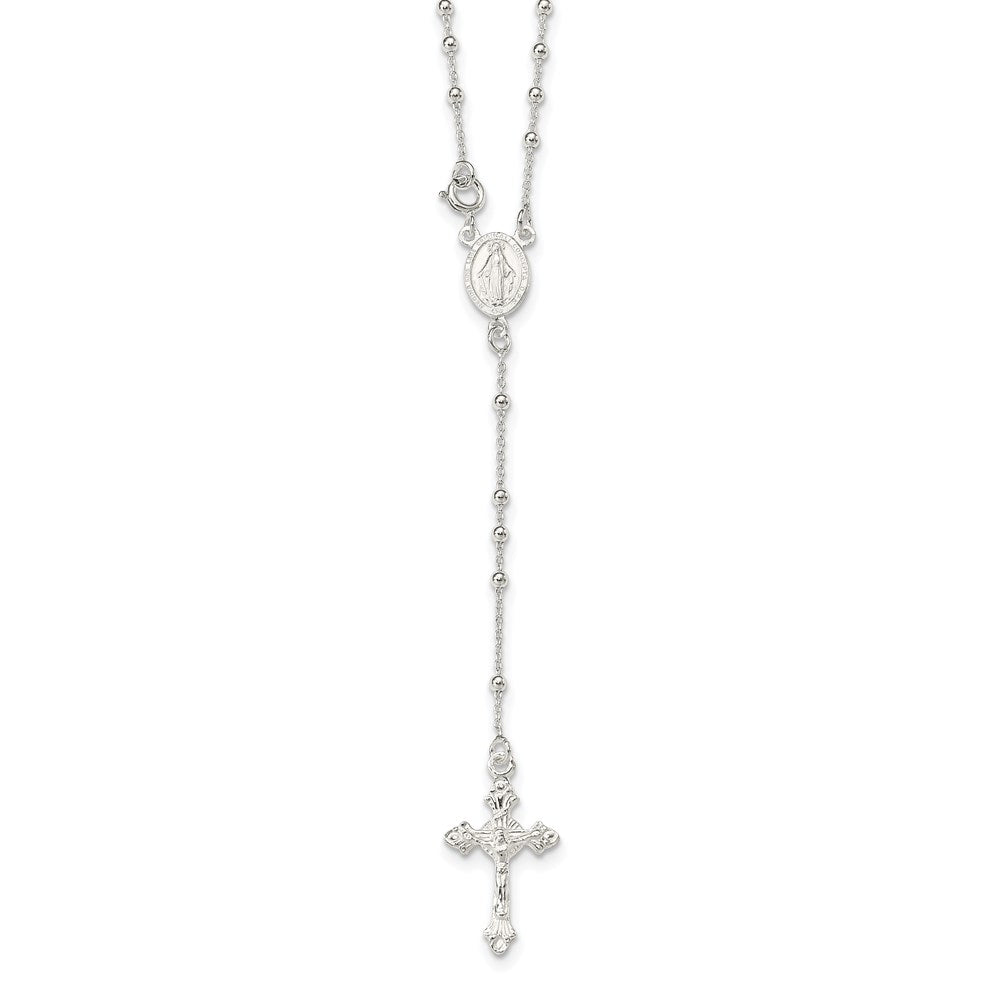 Sterling Silver Polished Rosary 18 inch Necklace 18 Inches