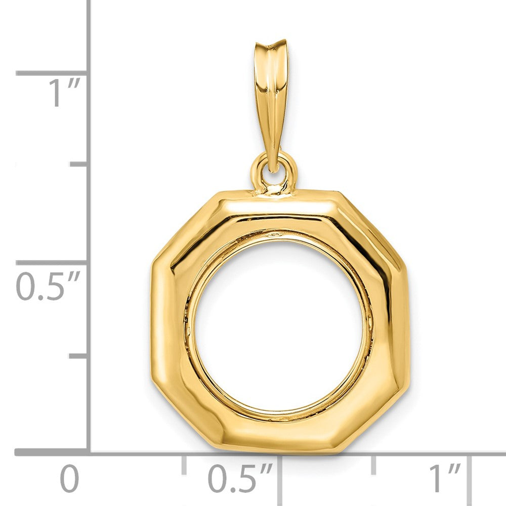 Wideband Distinguished Coin Jewelry 14k Polished Octagonal 13.0mm Prong Coin Bezel Pendant