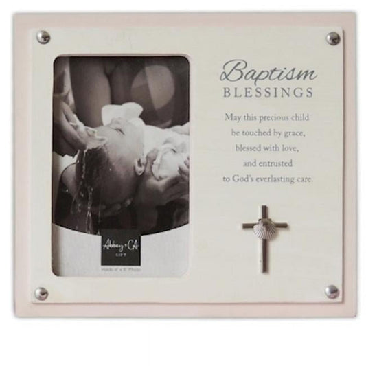 CA Gift 299582 4 x 6 in. Photo Baptism Blessings Holds Frame, Pink