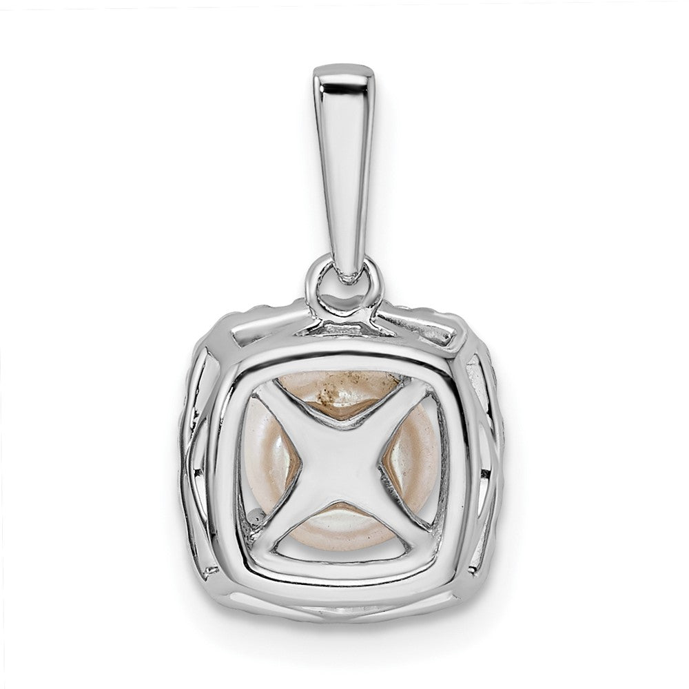 14k White Gold 1/4 carat Lab Grown Diamond VS/SI+ G+ June Birthstone Freshwater Cultered Pearl Halo Pendant