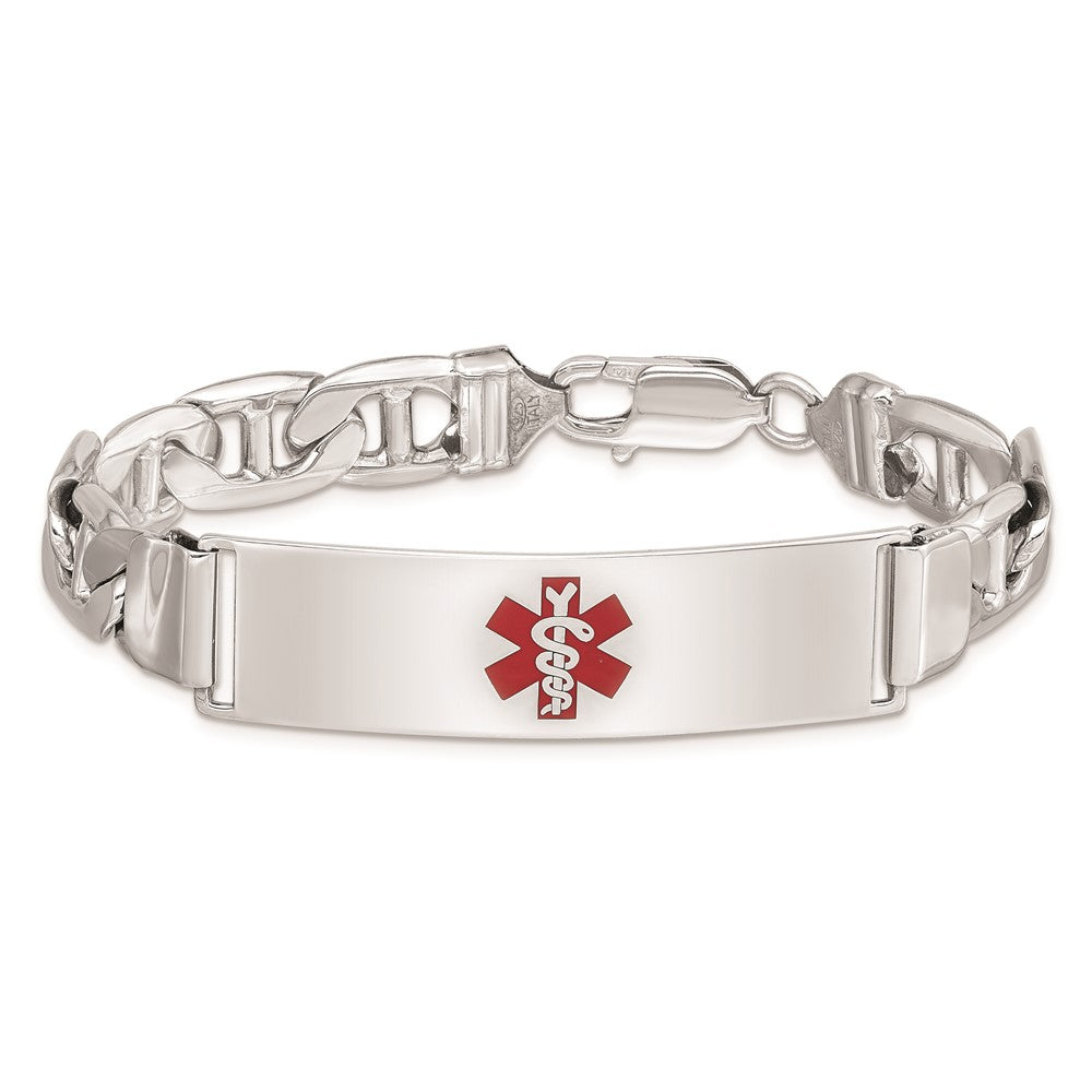 Sterling Silver Rhodium-plated Medical ID Anchor Link Bracelet 8 inches