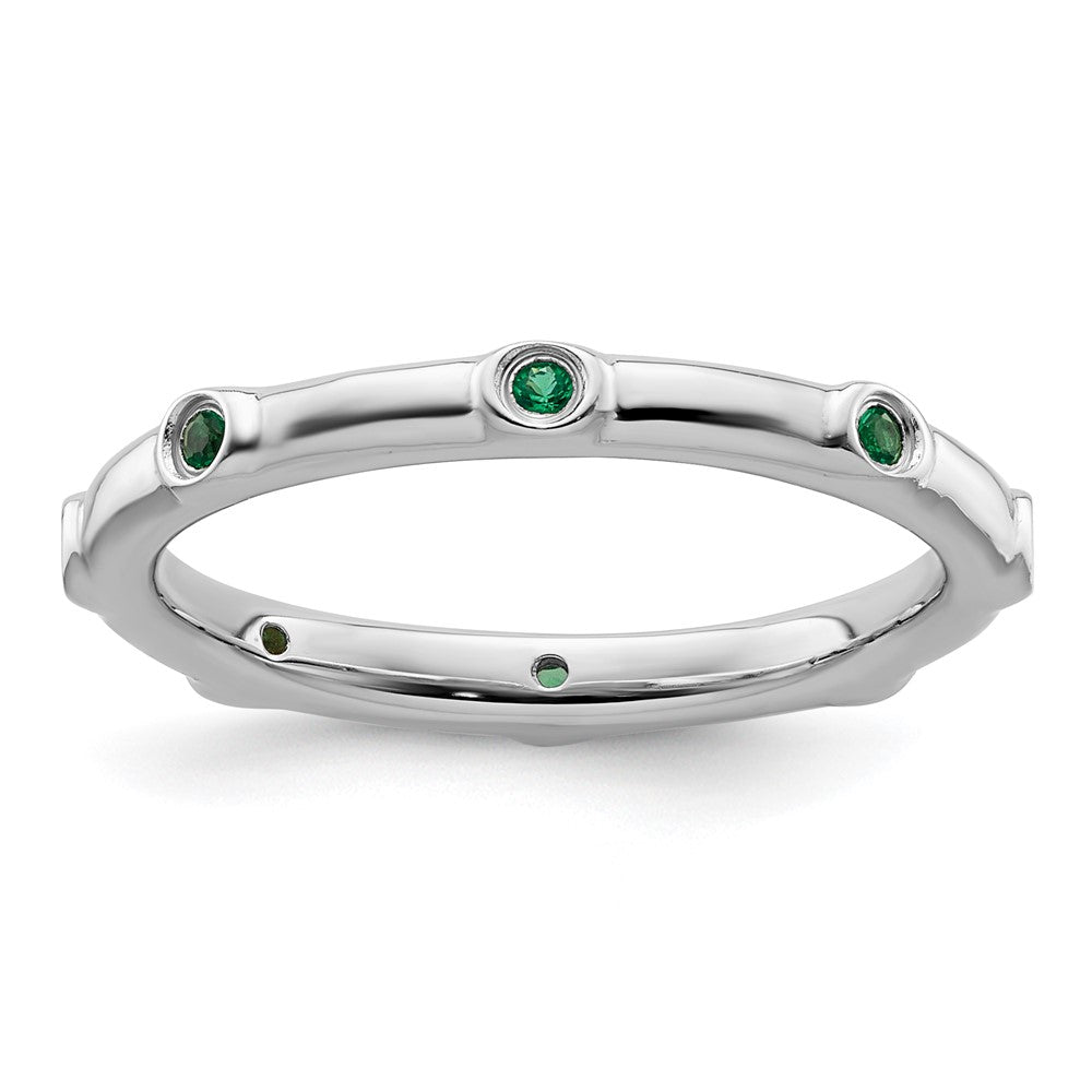 Sterling Silver Stackable Expressions Created Emerald Ring Size -5