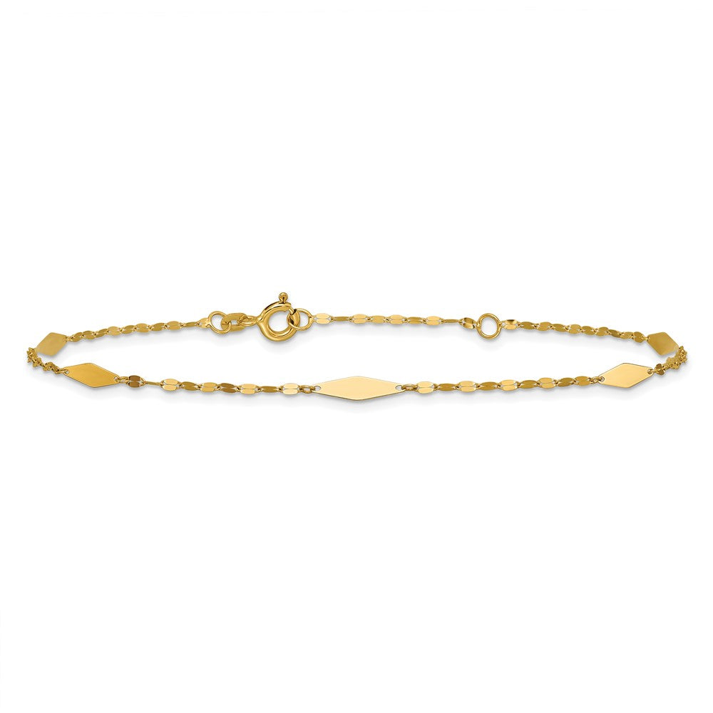 14K Polished Geometric 9in plus 1in ext. Anklet