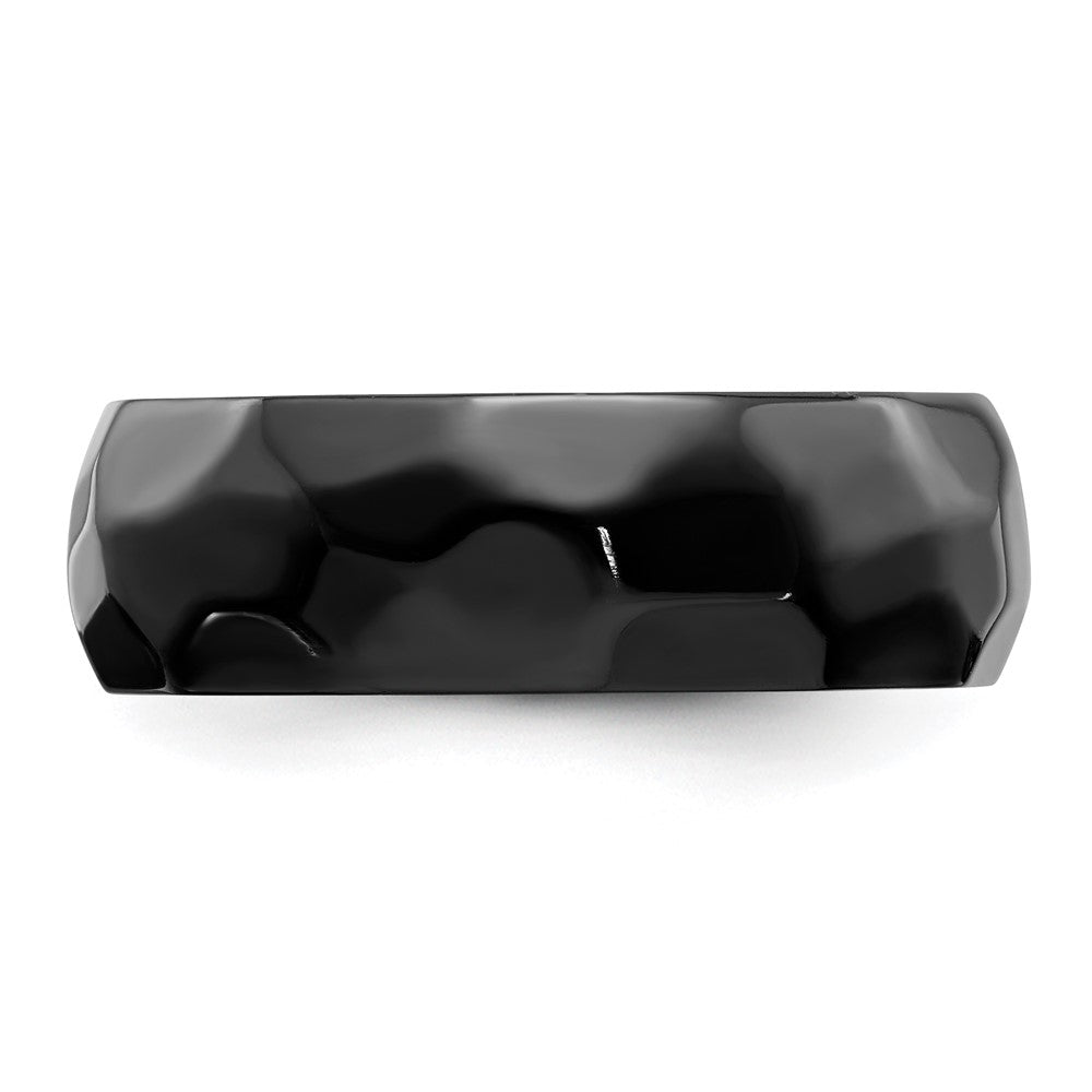Black Zirconium Polished and Hammered 7mm Band Size - 9