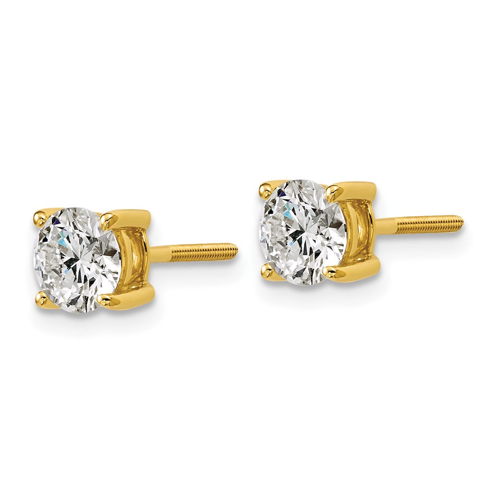 14k Yellow Gold 1 1/2 ctw Lab Grown Diamond VS+ F+ Round 4 Prong Heavy Wt. Screwback Stud Earrings
