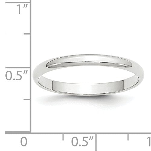 10k White Gold 2.5mm Lightweight Half Round Wedding Band Size 8.5 1WHRL025