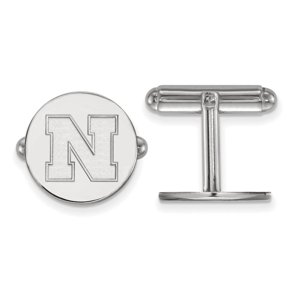 Sterling Silver Rhodium-plated LogoArt University of Nebraska Letter N Cuff Links Q-SS086UNE