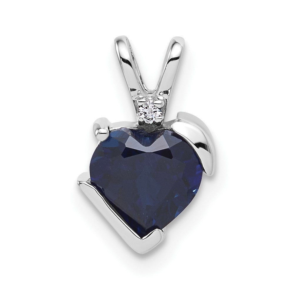 10kw Created Sapphire and Diamond Pendant