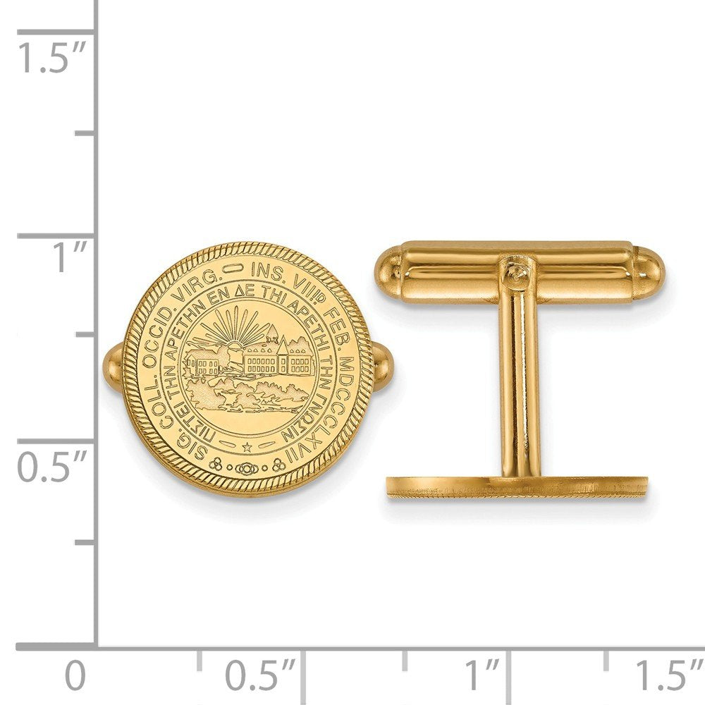 Sterling Silver Gold-plated LogoArt West Virginia University Crest Cuff Links Q-GP052WVU