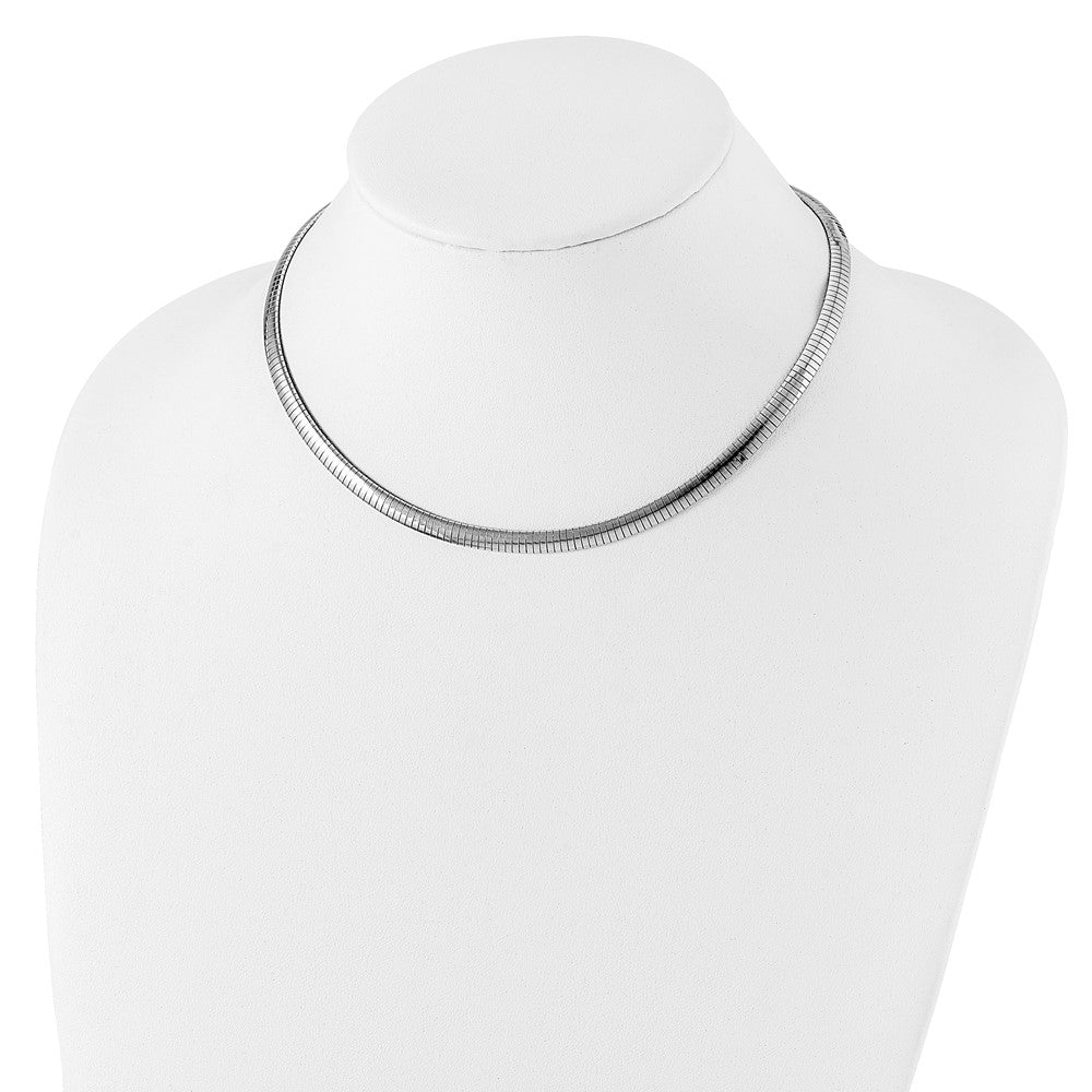 Sterling Silver Rhodium-plated 5.2mm w/2in. Ext Cubetto Chain 16 Inches