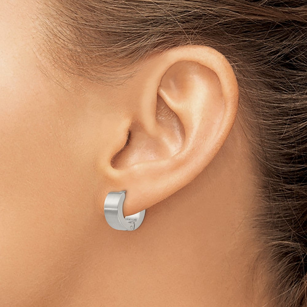 Stainless Steel Brushed and Polished 6mm Hinged Hoop Earrings