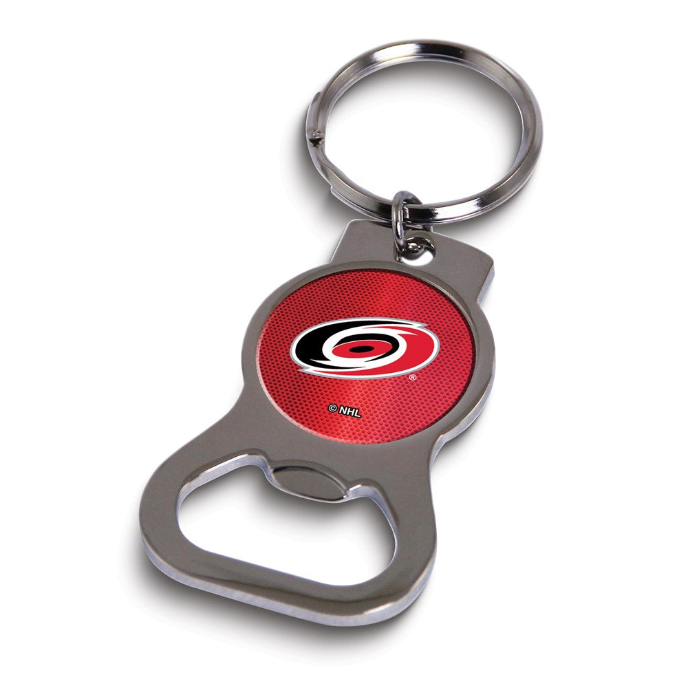 Carolina Hurricanes Premium Solid Metal Bottle Opener Keychain, Silver Key Ring, Team Logo