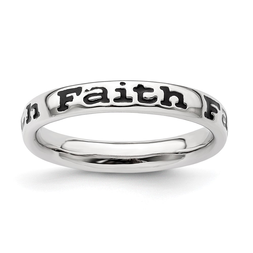 Sterling Silver Stackable Expressions Polished Enameled Faith Ring Size -10