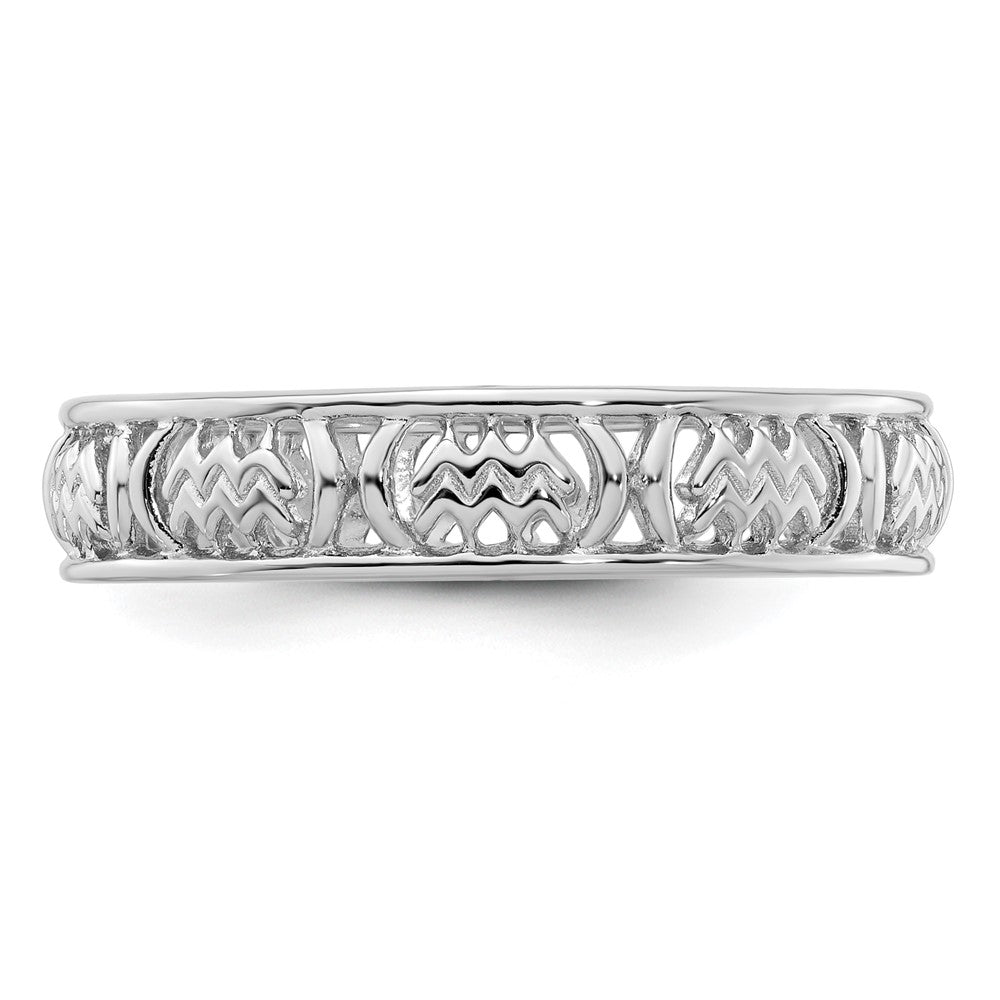 Sterling Silver Stackable Expressions Aquarius Zodiac Ring Size -10