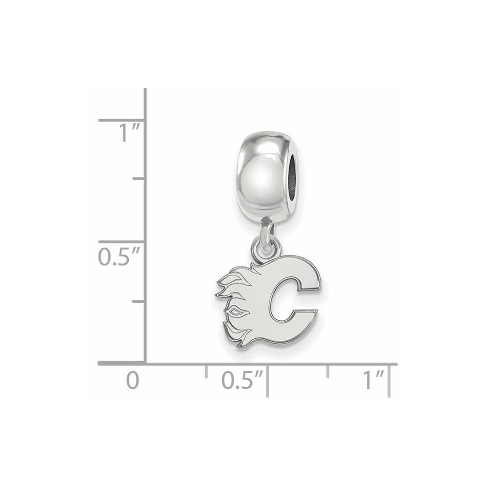 Sterling Silver Rhodium-plated NHL LogoArt Calgary Flames Letter C Extra Small Dangle Bead
