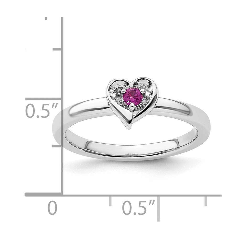 Sterling Silver Stackable Expressions Rhodolite Garnet Heart Ring Size -5