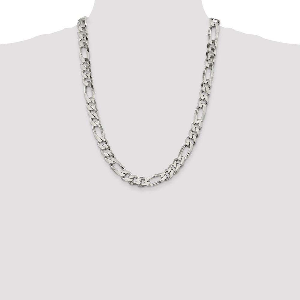 Sterling Silver 10.75mm Figaro Chain 24 Inches