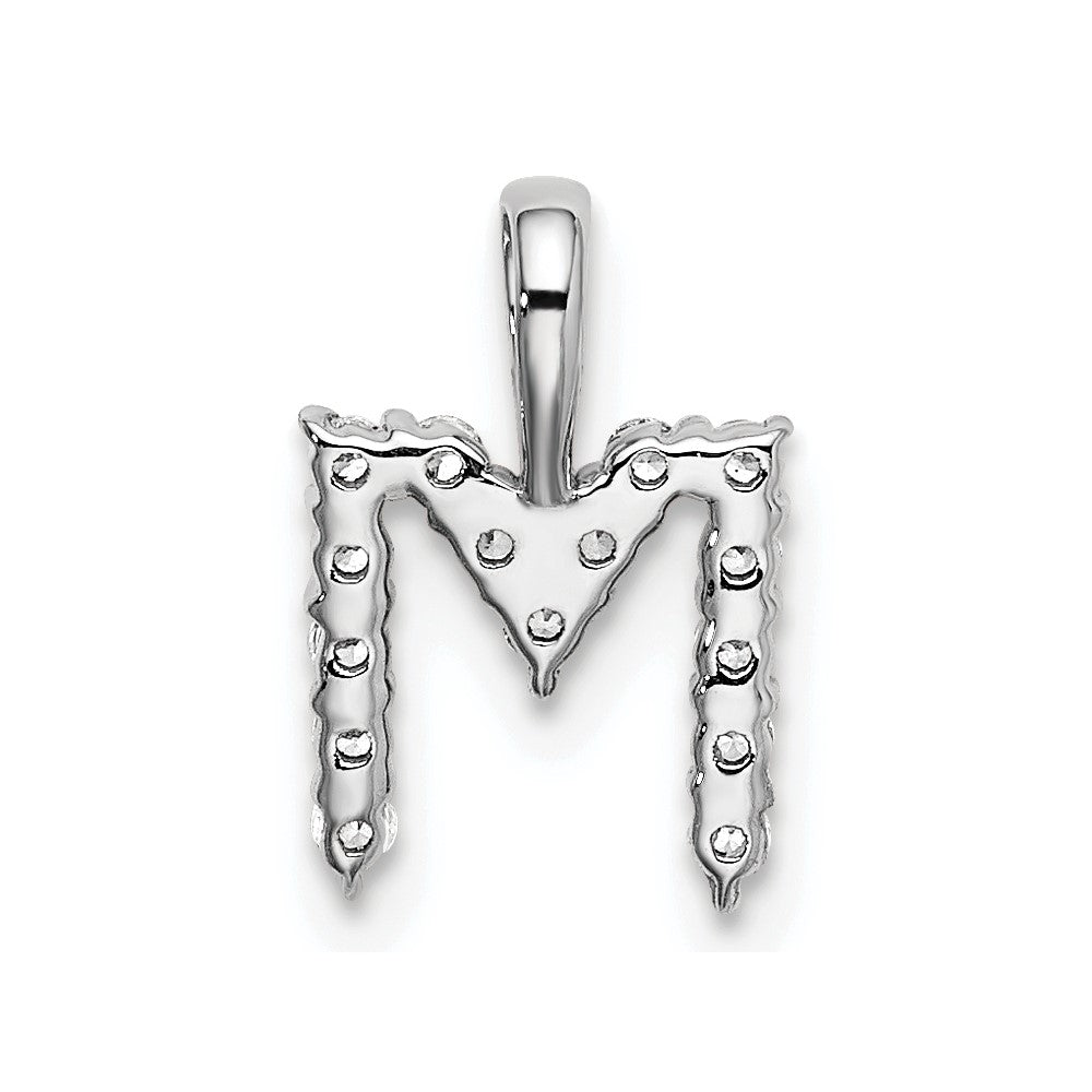 14k White Gold 1/6 carat Lab Grown Diamond VS/SI+ G+ Letter M Initial Pendant