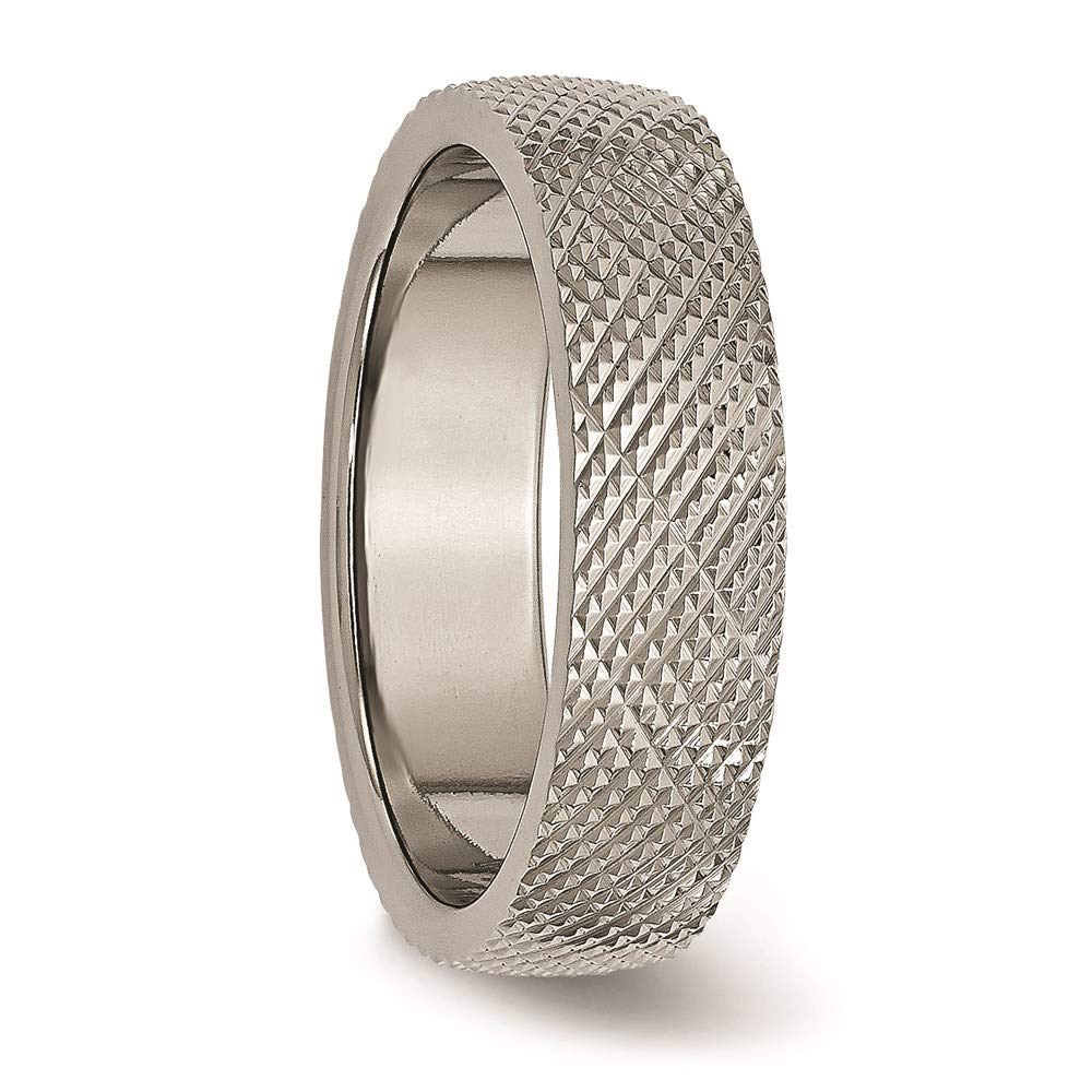 Titanium Polished and Textured 6mm Band Size - 10