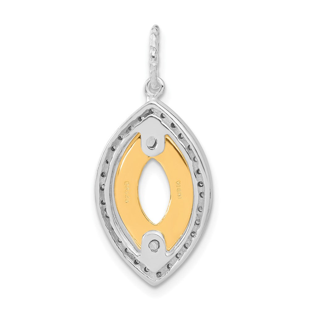 Sterling Silver & Flash Gold-plated CZ Diamond Cut Pendant